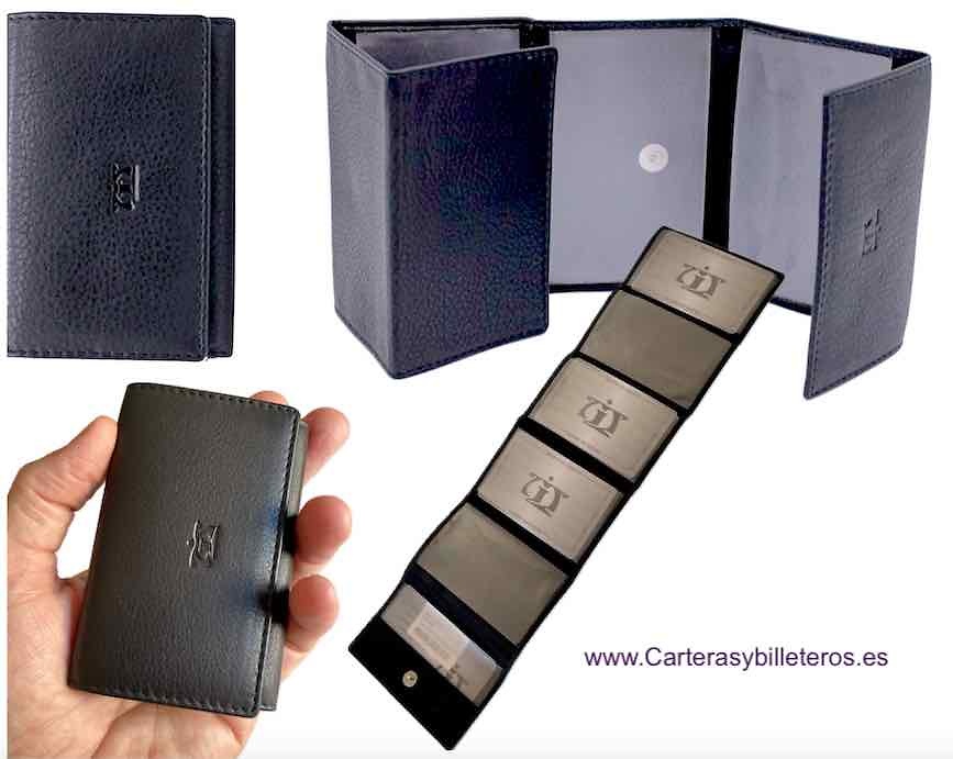 FOLDED LEATHER CARD HOLDER FOR 12 CARDS OR ID CARDS 