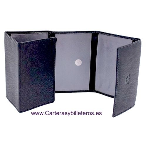 FOLDED LEATHER CARD HOLDER FOR 12 CARDS OR ID CARDS 