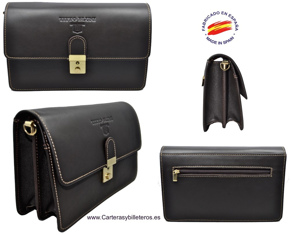 HAND BAG WITH HAND MARK TITTO BLUNI IN LEATHER MADE IN SPAIN 