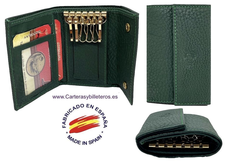 KEY WITH PURSE IN LUXURY LEATHER WITH 6 SNAP MULTISERVICES 