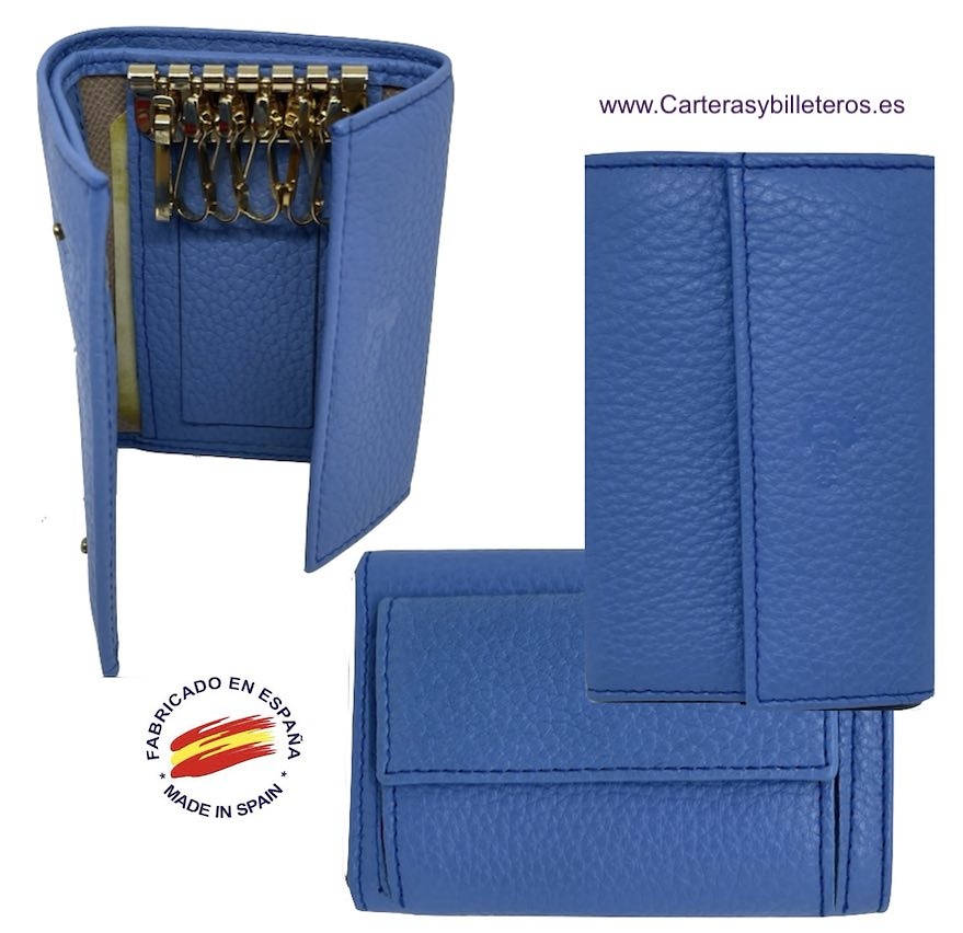 KEY WITH PURSE IN LUXURY LEATHER WITH 6 SNAP MULTISERVICES 