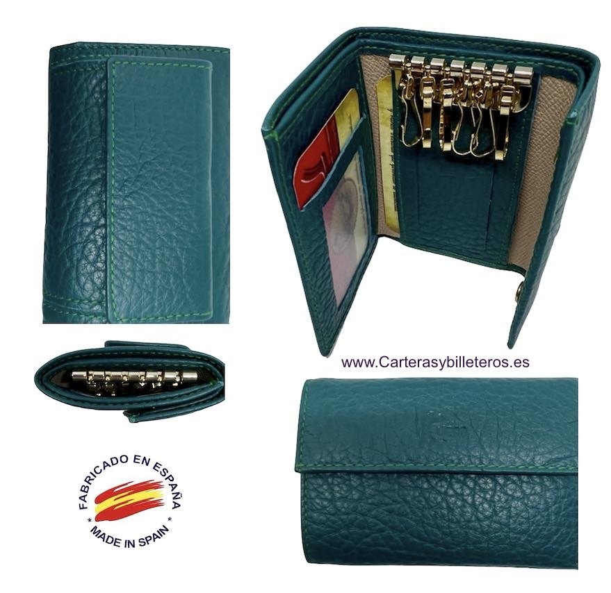 KEY WITH PURSE IN LUXURY LEATHER WITH 6 SNAP MULTISERVICES 