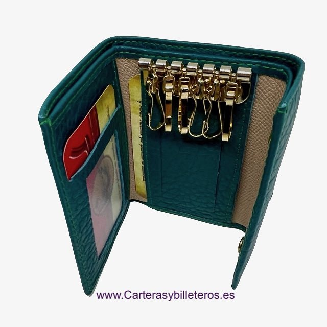 KEY WITH PURSE IN LUXURY LEATHER WITH 6 SNAP MULTISERVICES 