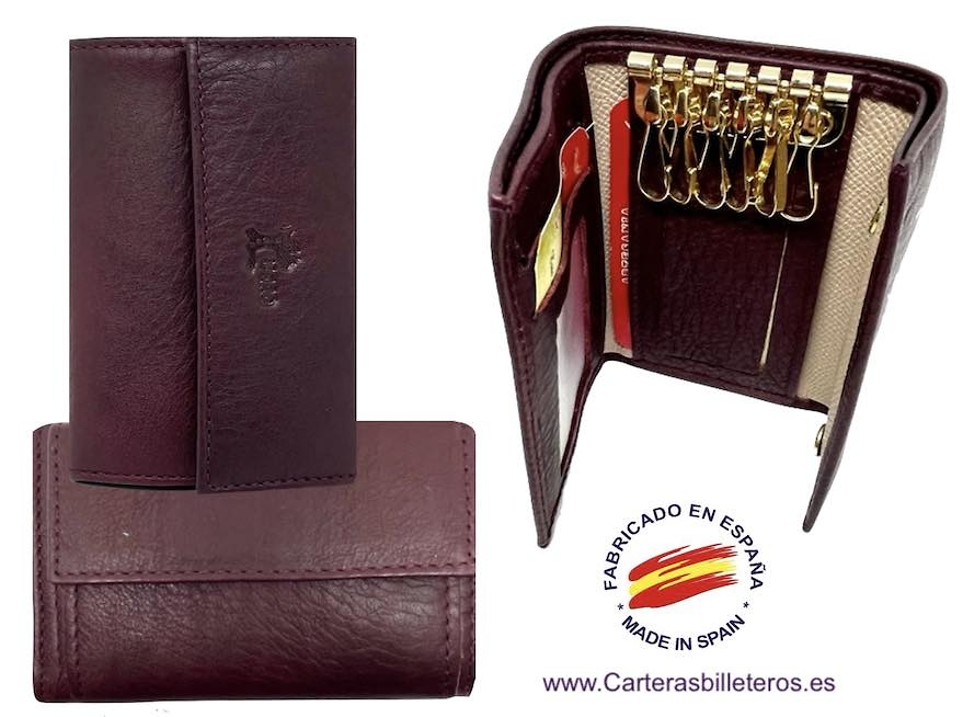 KEY WITH PURSE IN LUXURY LEATHER WITH 6 SNAP MULTISERVICES 