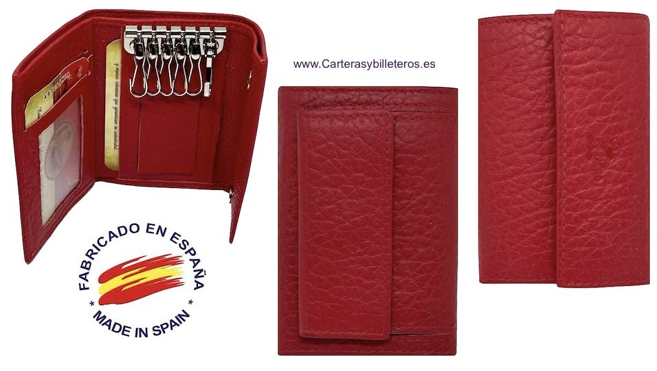 KEY WITH PURSE IN LUXURY LEATHER WITH 6 SNAP MULTISERVICES 