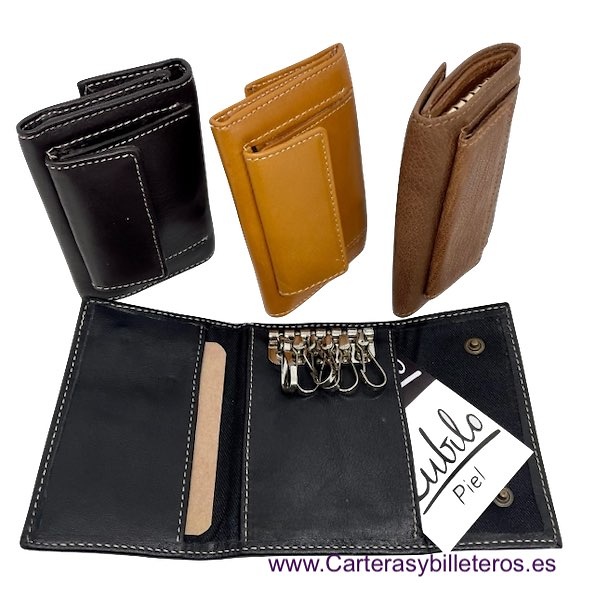 KEY WITH PURSE IN LUXURY LEATHER WITH 6 SNAP MULTISERVICES 