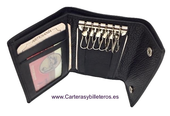 KEY WITH PURSE IN LUXURY LEATHER WITH 6 SNAP MULTISERVICES 