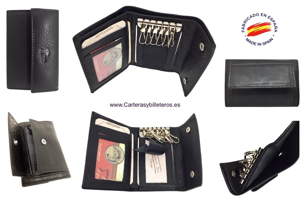 KEY WITH PURSE IN LUXURY LEATHER WITH 6 SNAP MULTISERVICES 