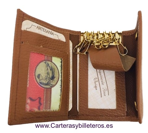 KEY WITH PURSE IN LUXURY LEATHER WITH 6 SNAP MULTISERVICES 