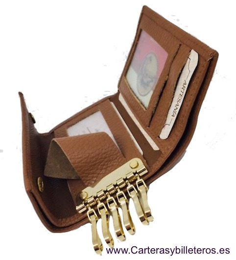 KEY WITH PURSE IN LUXURY LEATHER WITH 6 SNAP MULTISERVICES 