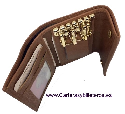 KEY WITH PURSE IN LUXURY LEATHER WITH 6 SNAP MULTISERVICES 