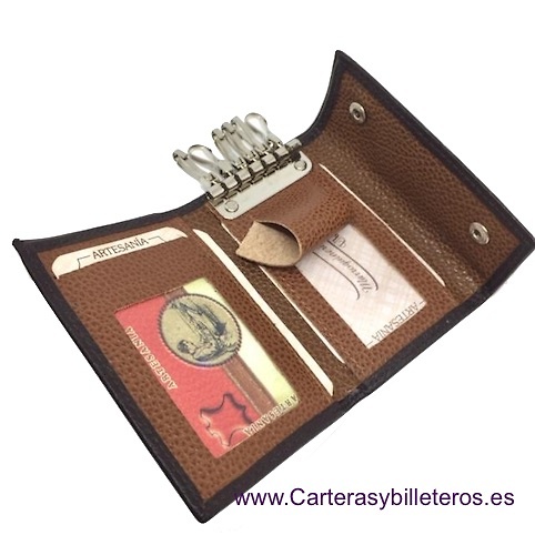 KEY WITH PURSE IN LUXURY LEATHER WITH 6 SNAP MULTISERVICES 