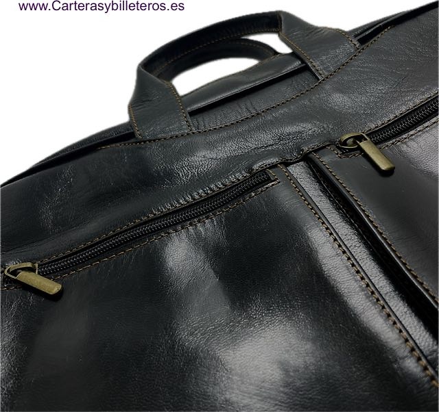 LARGE BRIEFCASE BAG IN COWHIDE LEATHER WITH HANDLE POCKETS AND SHOULDER STRAP FOR DOCUMENTS OR LAPTOP 