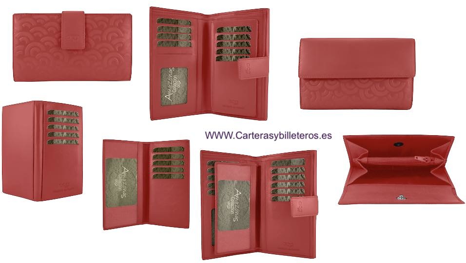 LARGE LEATHER WOMEN'S WALLET WITH SUPER CAPACITY OF CARDS WHEN CARRYING ADDITIONAL REMOVABLE CARD HOLDER = SET TWO PIECES 