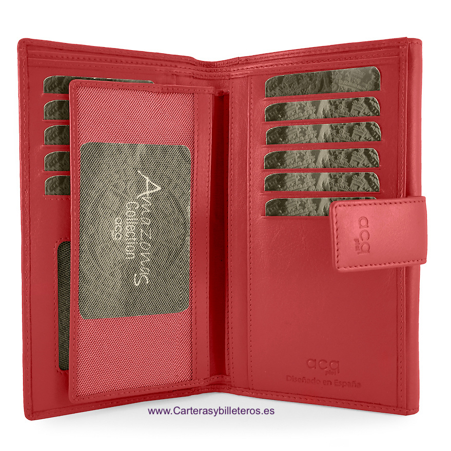 LARGE LEATHER WOMEN'S WALLET WITH SUPER CAPACITY OF CARDS WHEN CARRYING ADDITIONAL REMOVABLE CARD HOLDER = SET TWO PIECES 