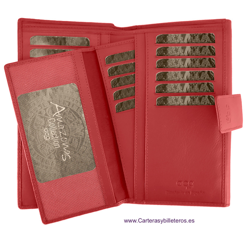 LARGE LEATHER WOMEN'S WALLET WITH SUPER CAPACITY OF CARDS WHEN CARRYING ADDITIONAL REMOVABLE CARD HOLDER = SET TWO PIECES 