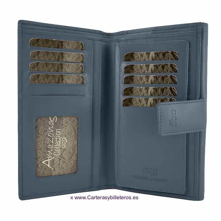 LARGE LEATHER WOMEN'S WALLET WITH SUPER CAPACITY OF CARDS WHEN CARRYING ADDITIONAL REMOVABLE CARD HOLDER = SET TWO PIECES 