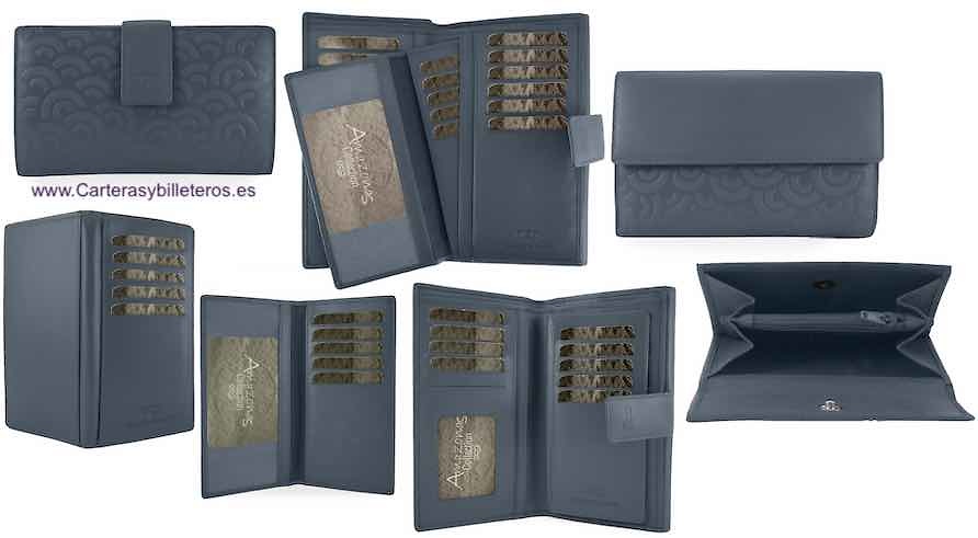 LARGE LEATHER WOMEN'S WALLET WITH SUPER CAPACITY OF CARDS WHEN CARRYING ADDITIONAL REMOVABLE CARD HOLDER = SET TWO PIECES 