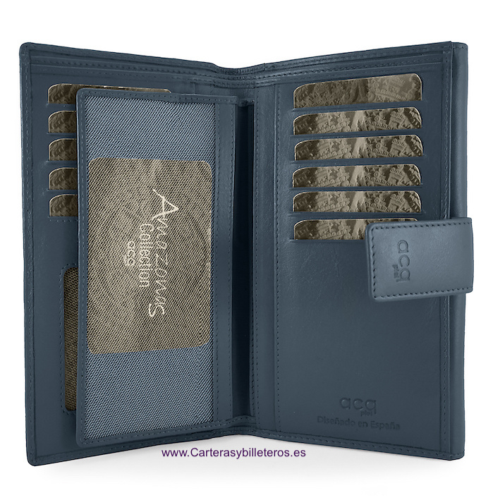 LARGE LEATHER WOMEN'S WALLET WITH SUPER CAPACITY OF CARDS WHEN CARRYING ADDITIONAL REMOVABLE CARD HOLDER = SET TWO PIECES 