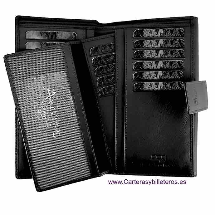 LARGE LEATHER WOMEN'S WALLET WITH SUPER CAPACITY OF CARDS WHEN CARRYING ADDITIONAL REMOVABLE CARD HOLDER = SET TWO PIECES 