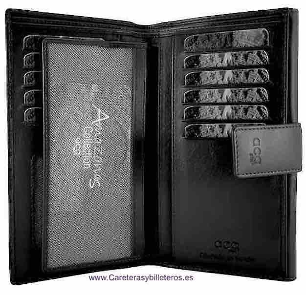 LARGE LEATHER WOMEN'S WALLET WITH SUPER CAPACITY OF CARDS WHEN CARRYING ADDITIONAL REMOVABLE CARD HOLDER = SET TWO PIECES 