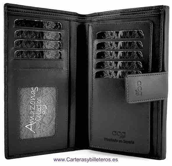 LARGE LEATHER WOMEN'S WALLET WITH SUPER CAPACITY OF CARDS WHEN CARRYING ADDITIONAL REMOVABLE CARD HOLDER = SET TWO PIECES 