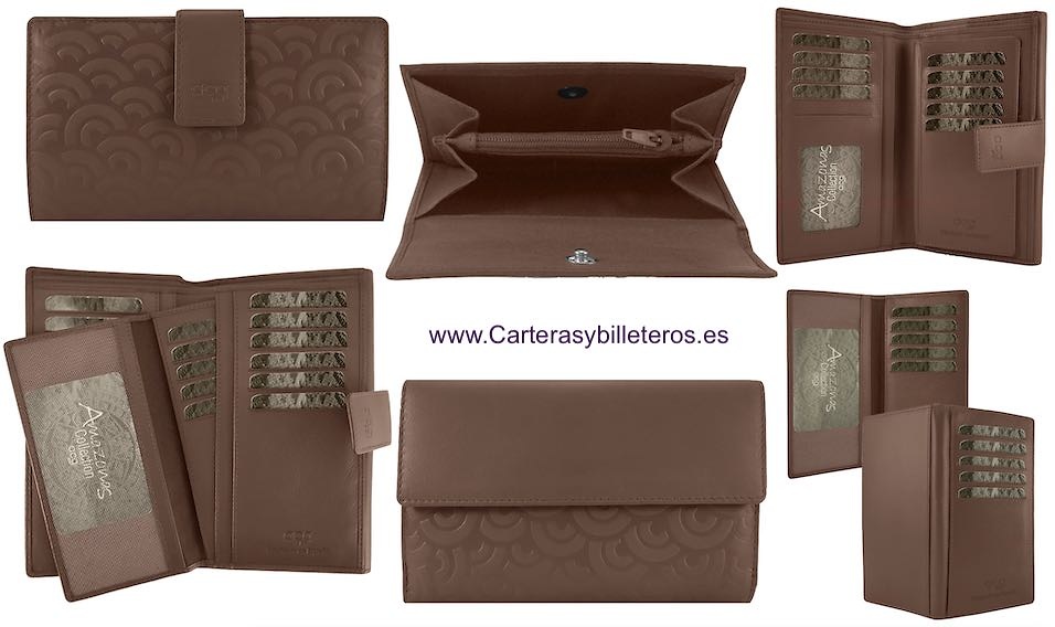 LARGE LEATHER WOMEN'S WALLET WITH SUPER CAPACITY OF CARDS WHEN CARRYING ADDITIONAL REMOVABLE CARD HOLDER = SET TWO PIECES 