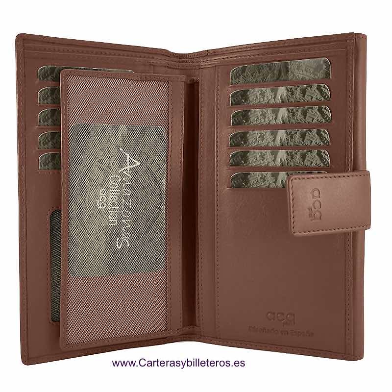 LARGE LEATHER WOMEN'S WALLET WITH SUPER CAPACITY OF CARDS WHEN CARRYING ADDITIONAL REMOVABLE CARD HOLDER = SET TWO PIECES 