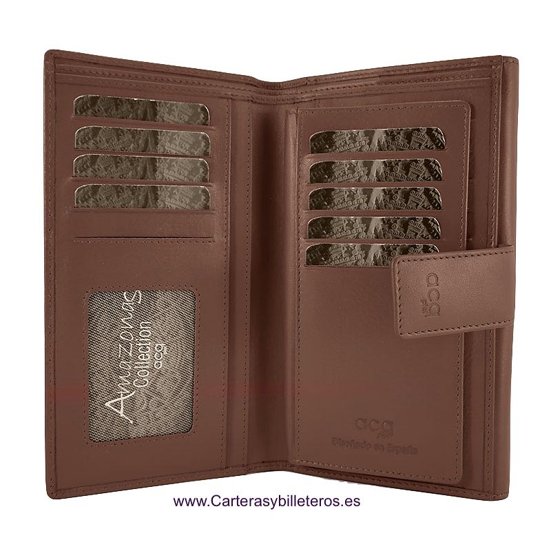 LARGE LEATHER WOMEN'S WALLET WITH SUPER CAPACITY OF CARDS WHEN CARRYING ADDITIONAL REMOVABLE CARD HOLDER = SET TWO PIECES 