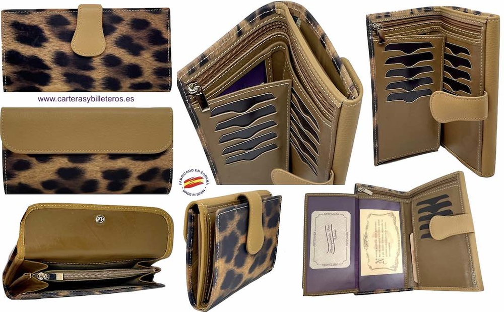 LARGE LEOPARD ANIMAL PRINT WOMEN'S LEATHER 