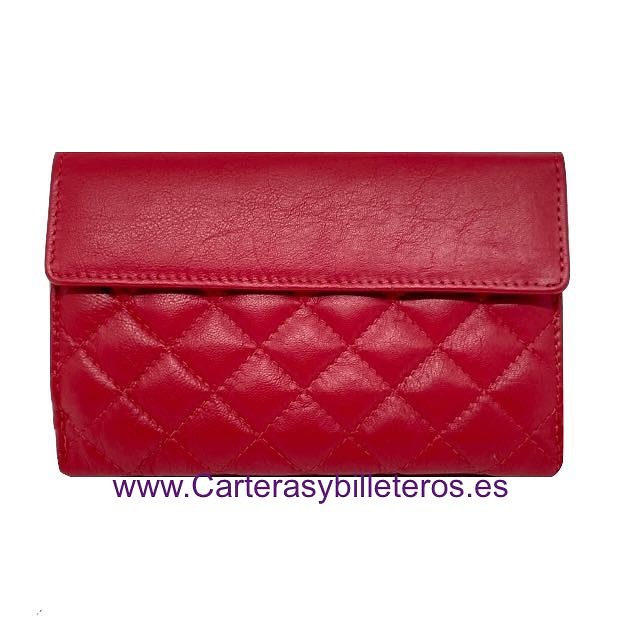 LARGE QUILTED NAPPA NAPPA LEATHER WOMEN'S WALLET WITH COIN POUCH 