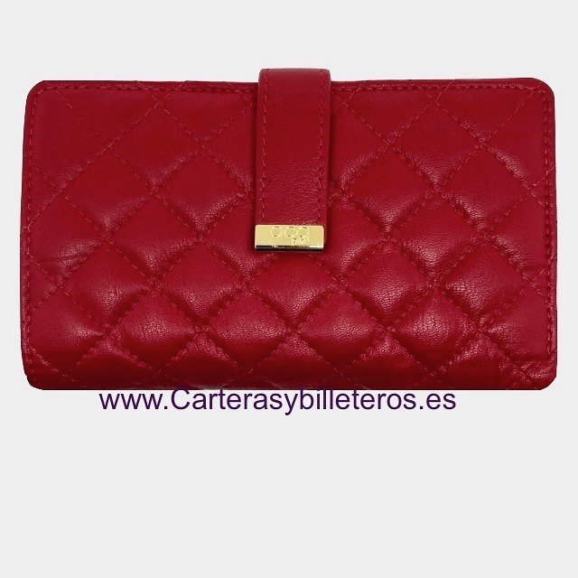 LARGE QUILTED NAPPA NAPPA LEATHER WOMEN'S WALLET WITH COIN POUCH 