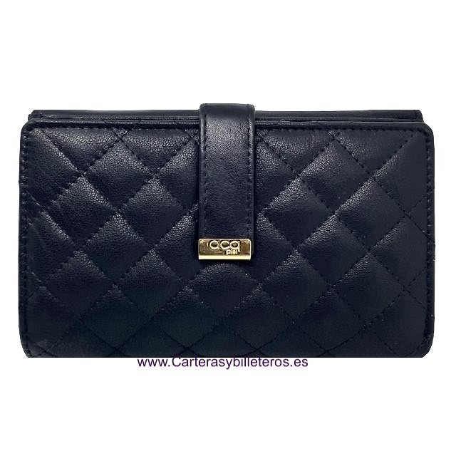 LARGE QUILTED NAPPA NAPPA LEATHER WOMEN'S WALLET WITH COIN POUCH 