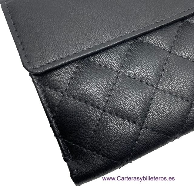 LARGE QUILTED NAPPA NAPPA LEATHER WOMEN'S WALLET WITH COIN POUCH 