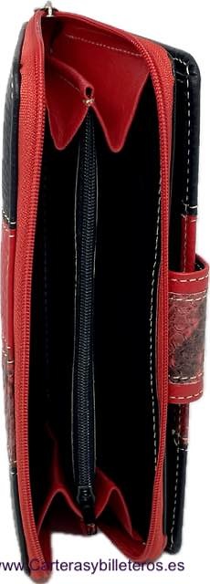 LARGE WALLET FOR WOMAN WITH TRIPLE PURSE FOR MANY LEATHER CARDS 