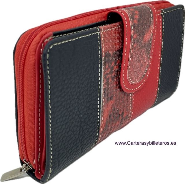 LARGE WALLET FOR WOMAN WITH TRIPLE PURSE FOR MANY LEATHER CARDS 