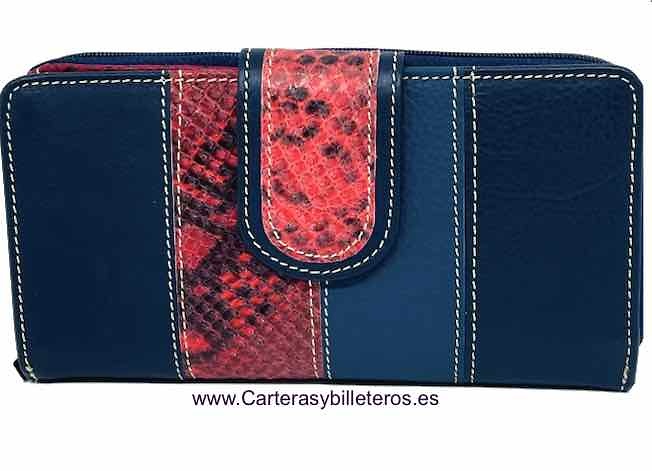 LARGE WALLET FOR WOMAN WITH TRIPLE PURSE FOR MANY LEATHER CARDS 