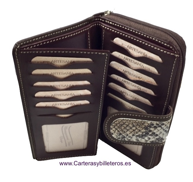 LARGE WALLET WITH PURSE CARD FOR WOMAN IN LEATHER 