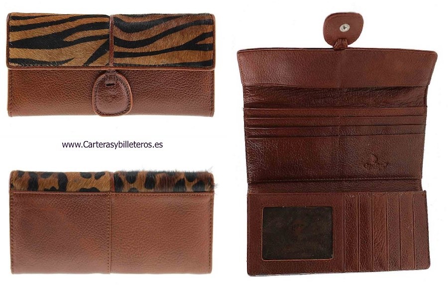 LARGE WOMAN WALLET WITH COMBINED SKIN AND JEWEL CLOSURE 