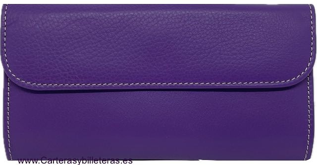 LARGE WOMEN'S LEATHER WALLET UBRIQUE DEEP PURPLE OR PURPLE 