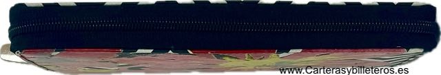 LARGE WOMEN'S WALLET WITH EXTERIOR PAINTED LEATHER AND ZIPPER CLOSURE 