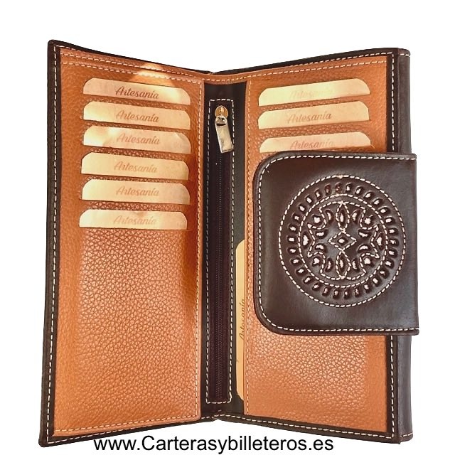 LARGUE WALLET WOMEN'S WITH A LEATHER BOW MADE IN SPAIN 