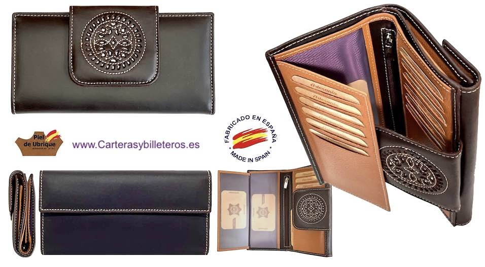 LARGUE WALLET WOMEN'S WITH A LEATHER BOW MADE IN SPAIN 