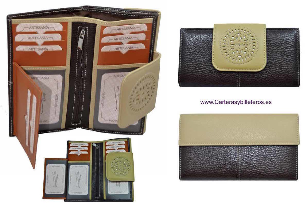 LARGUE WALLET WOMEN'S WITH A LEATHER BOW MADE IN SPAIN 