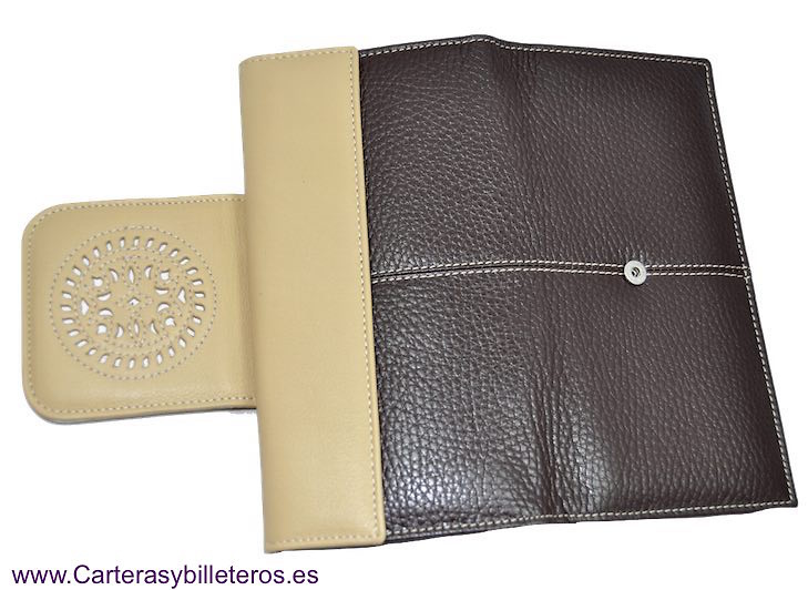 LARGUE WALLET WOMEN'S WITH A LEATHER BOW MADE IN SPAIN 