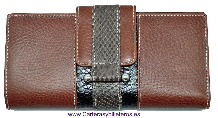 LARGUE WALLET WOMEN'S WITH A LEATHER BOW MADE IN SPAIN 