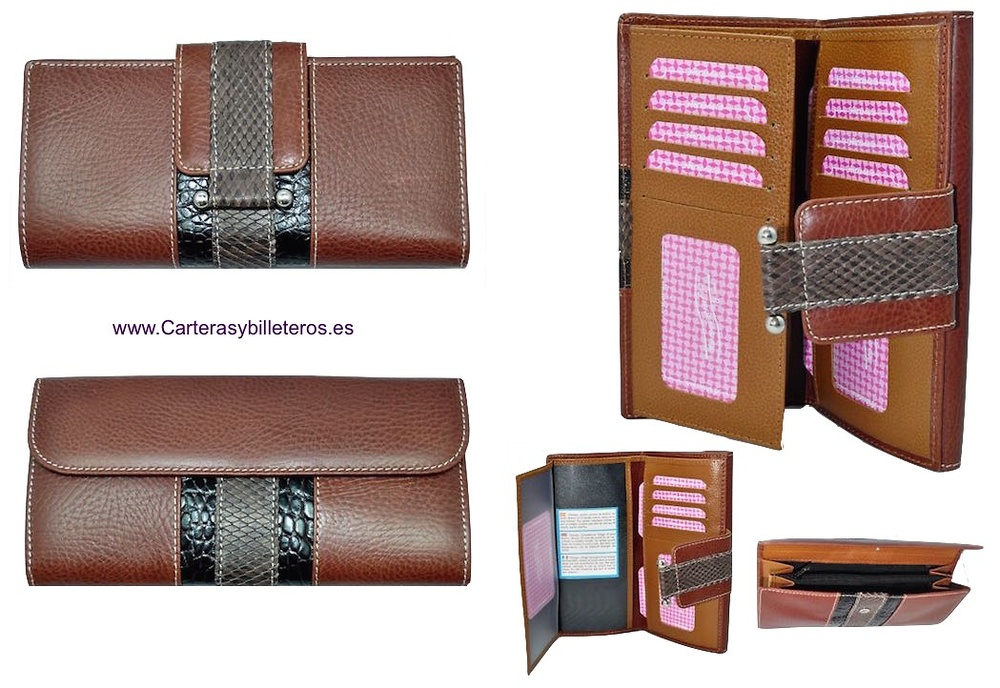 LARGUE WALLET WOMEN'S WITH A LEATHER BOW MADE IN SPAIN 