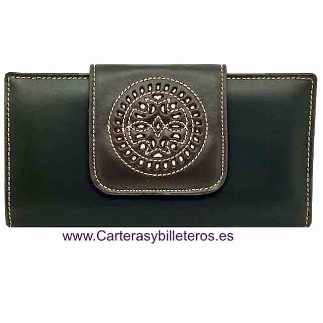 LARGUE WALLET WOMEN'S WITH A LEATHER BOW MADE IN SPAIN 