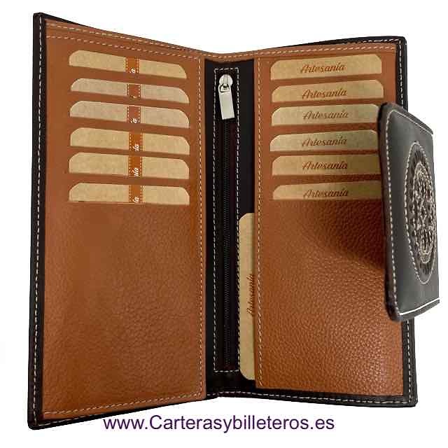 LARGUE WALLET WOMEN'S WITH A LEATHER BOW MADE IN SPAIN 