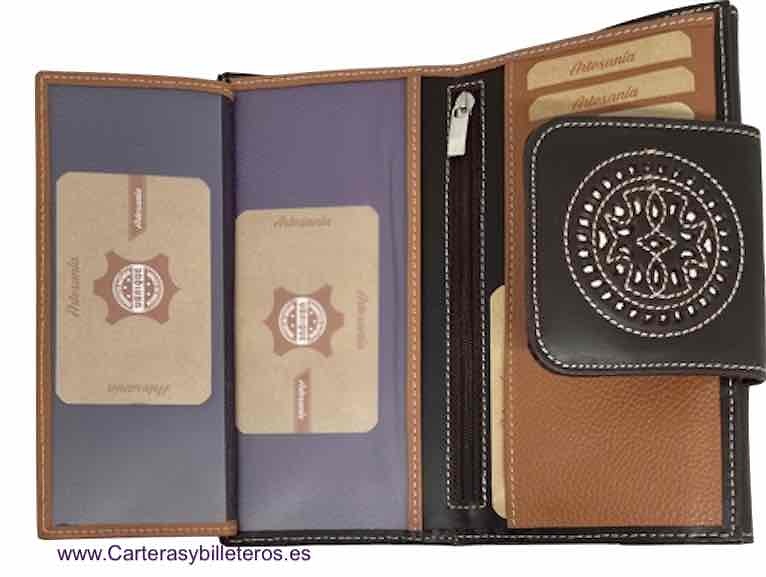 LARGUE WALLET WOMEN'S WITH A LEATHER BOW MADE IN SPAIN 